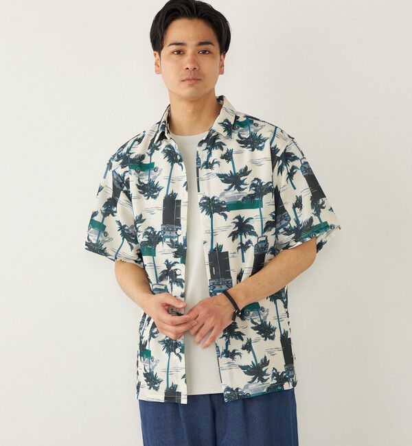 SHIPS Colors 「SHIPS Colors:〈洗濯機可能〉メッシュ 総柄 プリント シャツ」|シャツ・ブラウス|ライトホワイト