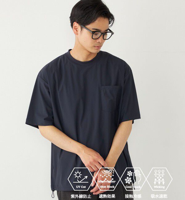 SHIPS Colors 「SHIPS Colors:〈UVカット・接触冷感・吸水速乾〉COOL TOUCH Tシャツ」|Tシャツ・カットソー|ネイビー