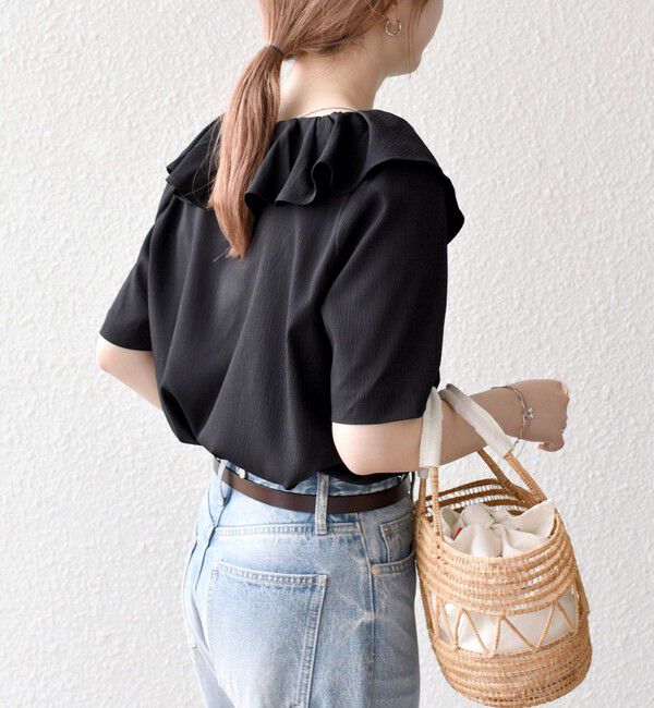 SHIPS any「【WEB限定】SHIPS any:〈洗濯機可能〉ラフ サテン フリルカラー ブラウス 25SS」|シャツ・ブラウス|