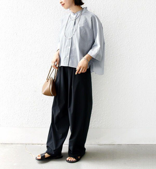 SHIPS for women「【WEB限定】〈手洗い可能〉ブロード ストライプ / 無地 切替 パッチワーク シャツ」|シャツ・ブラウス|