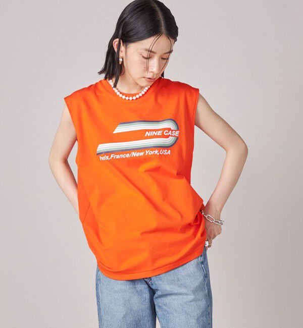 SHIPS for women「SHIPS NINE CASE:ロゴ ノースリーブ TEE」|Tシャツ・カットソー|オレンジ
