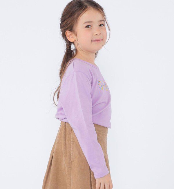 SHIPS KIDS「SHIPS KIDS:100～130cm / フラワー 刺繍 ロゴ 長袖 Tシャツ」|Tシャツ・カットソー|