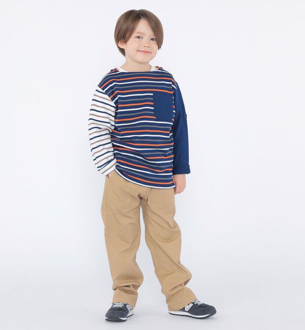 SHIPS KIDS「SHIPS KIDS:100～130cm/クレイジー ボーダー ロングスリーブ Tシャツ」|Tシャツ・カットソー|