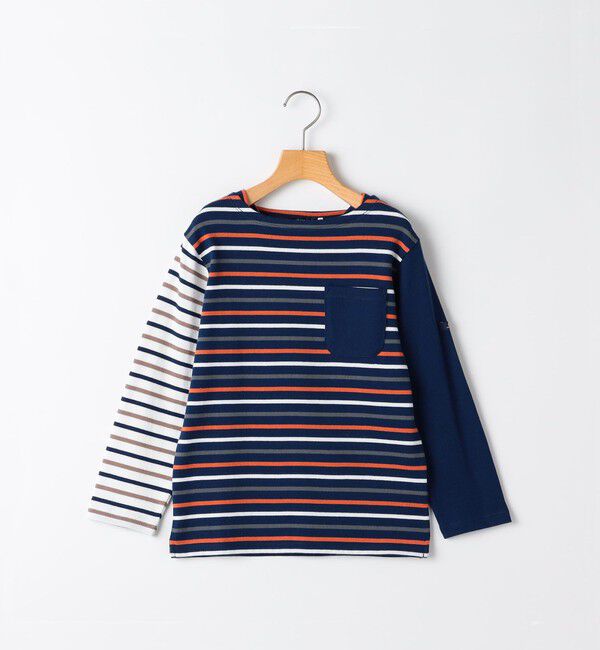 SHIPS KIDS「SHIPS KIDS:80～90cm/クレイジー ボーダー ロングスリーブ Tシャツ」|Tシャツ・カットソー|ネイビー