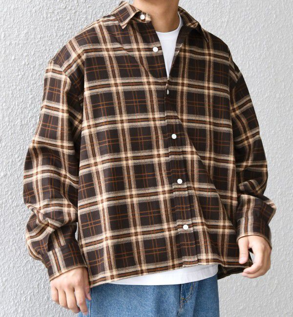SHIPS any「SHIPS any:〈洗濯機可能〉トラッド チェックカラー ボックス ショート ネルシャツ◇」|シャツ・ブラウス|ブラウン