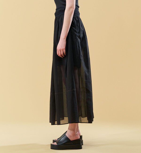 DES PRES「コットンオーガンジー 2-wayギャザースカート」|フレア|