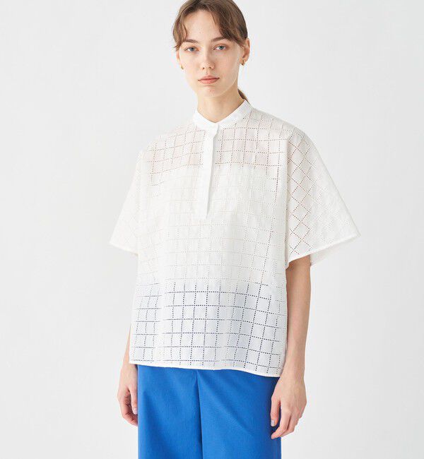 TOMORROWLAND collection「スクエアーエンブロイダリー ハーフスリーブブラウス」|シャツ・ブラウス|