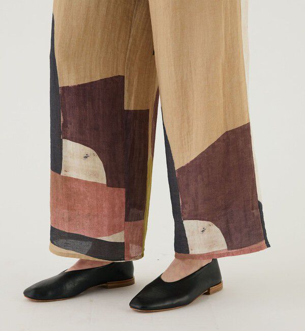 GALERIE VIE「ジオメトリーエンブロイダリー　ワイドイージーパンツ」|チノ|