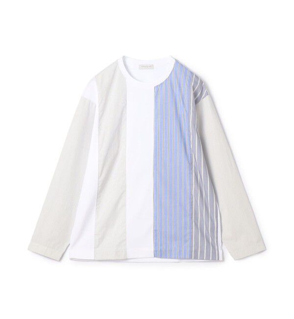 TOMORROWLAND MENS「コットン シャツコンビ クルーネックプルオーバー」|Tシャツ・カットソー|11 ホワイト