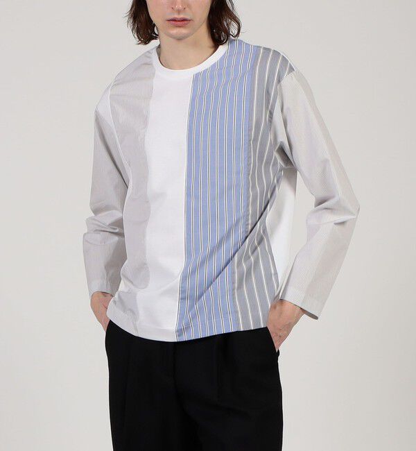 TOMORROWLAND MENS「コットン シャツコンビ クルーネックプルオーバー」|Tシャツ・カットソー|