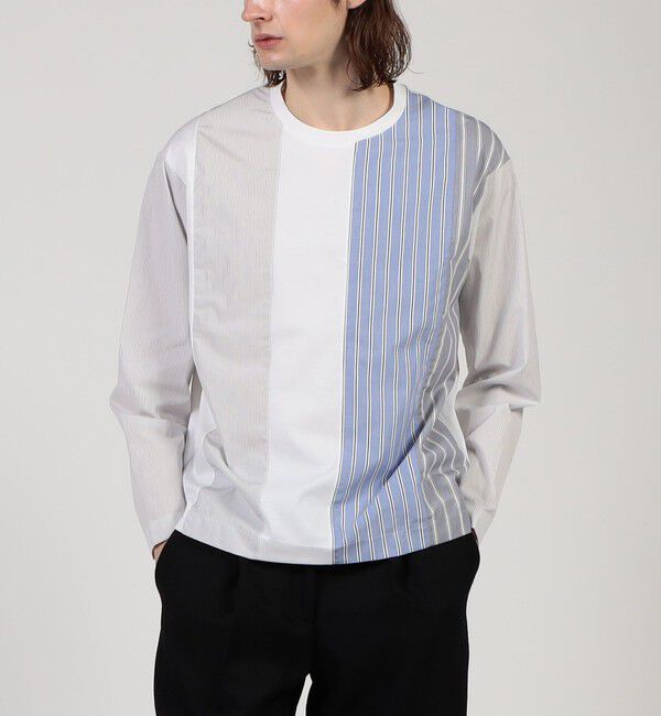 TOMORROWLAND MENS「コットン シャツコンビ クルーネックプルオーバー」|Tシャツ・カットソー|