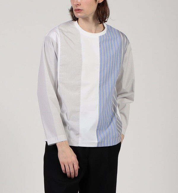 TOMORROWLAND MENS「コットン シャツコンビ クルーネックプルオーバー」|Tシャツ・カットソー|