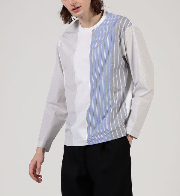 TOMORROWLAND MENS「コットン シャツコンビ クルーネックプルオーバー」|Tシャツ・カットソー|