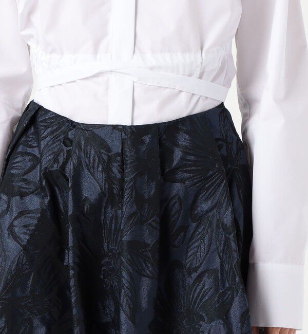 DES PRES「スペースフラワーライトジャカード ボリュームタックフレアスカート」|フレア|