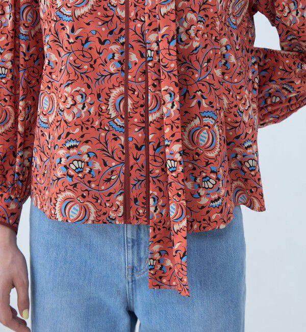 SOULEIADO「コットンローンプリント ボウタイブラウス」|シャツ・ブラウス|