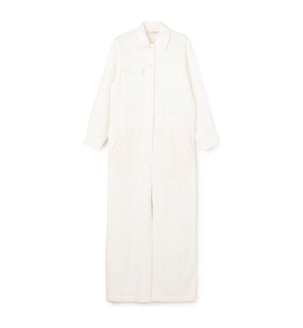 BACCA「ワッフルクロス リラックスジャンプスーツ」|オールインワン|11 ホワイト