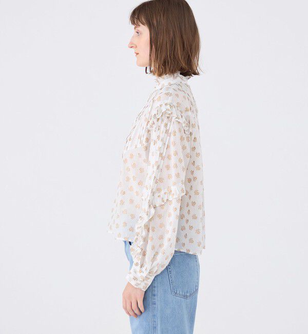 SOULEIADO「コットンボイルプリント ピンタックフリルブラウス」|シャツ・ブラウス|