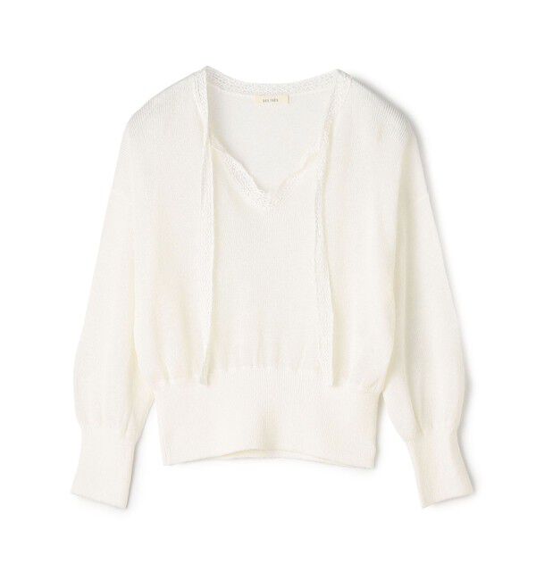 DES PRES「コットンシルクペーパーツイスト Vネックプルオーバー」|ニット・セーター|11 ホワイト