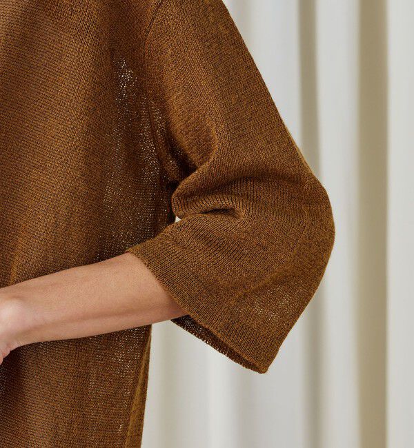 DES PRES「コットンシルクペーパーツイスト ラペルカラーカーディガン」|カーディガン|