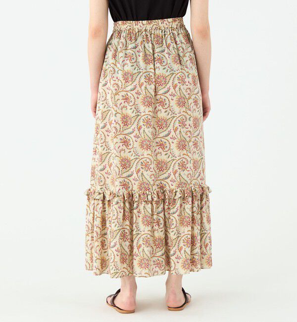 SOULEIADO「レーヨンプリント ティアードマキシスカート」|フレア|