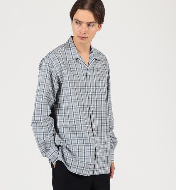 TOMORROWLAND MENS「コットンリネン オープンカラーロングスリーブ チェックシャツ ALUMO」|シャツ・ブラウス|