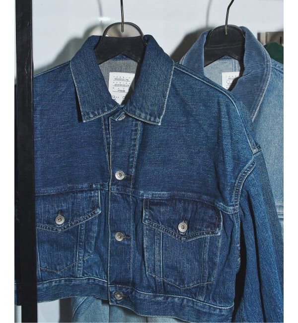  「KURO SELVEDGE CROPPED TRUCKER JACKET 964178：デニムジャケット」|デニムジャケット|ブルー