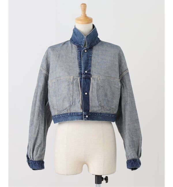 「KURO SELVEDGE CROPPED TRUCKER JACKET 964178：デニムジャケット」|デニムジャケット|