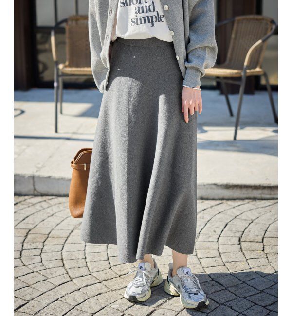 SLOBE IENA「《追加》ミラノリブニットフレアスカート」|スカート|