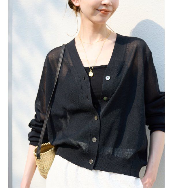 SLOBE IENA「《追加》リネン混シアーカーディガン」|カーディガン|