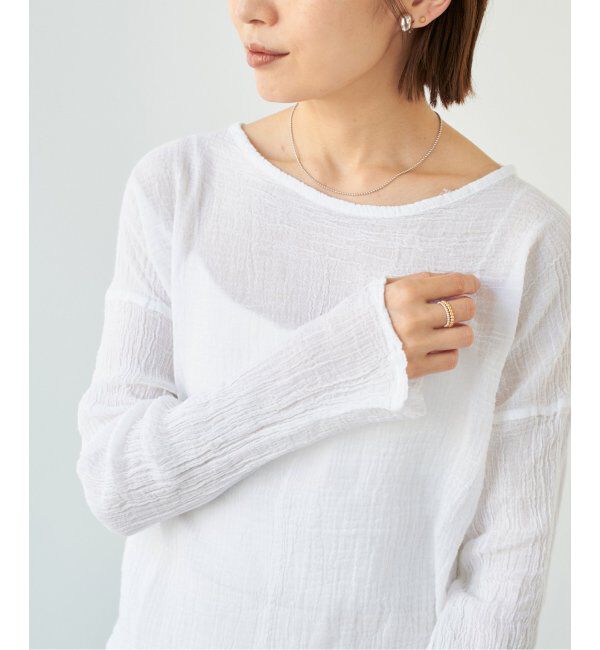 IENA「LES ATELIERS FRANCAIS DE CONFECTION ロングスリーブトップス」|シャツ・ブラウス|ホワイト