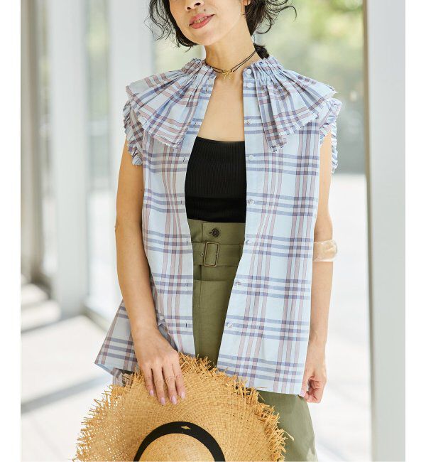 IENA LA BOUCLE「IENA LA BOUCLE C/Pポプリンフリルカラーシャツ」|シャツ・ブラウス|