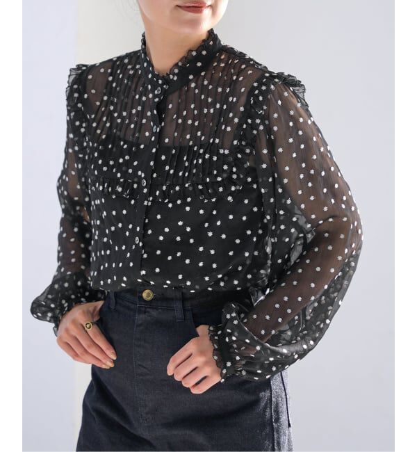 IENA「《WEB限定/追加2》楊柳フリルピンタックブラウス」|シャツ・ブラウス|