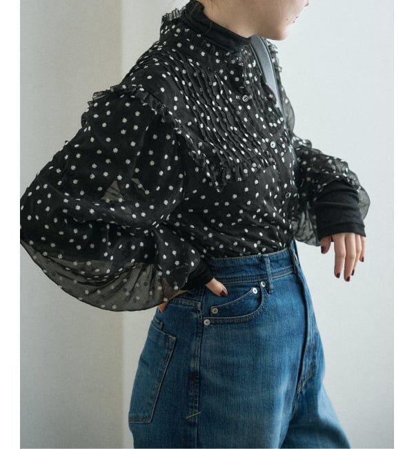 IENA「《WEB限定/追加2》楊柳フリルピンタックブラウス」|シャツ・ブラウス|