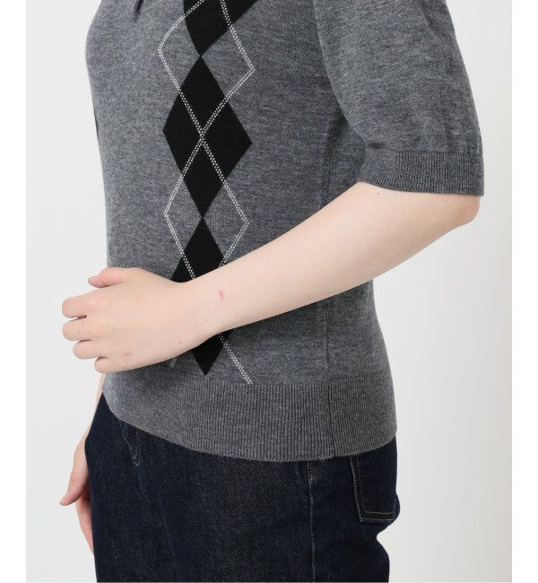 SLOBE IENA「アーガイルハーフスリーブニット」|ニット・セーター|