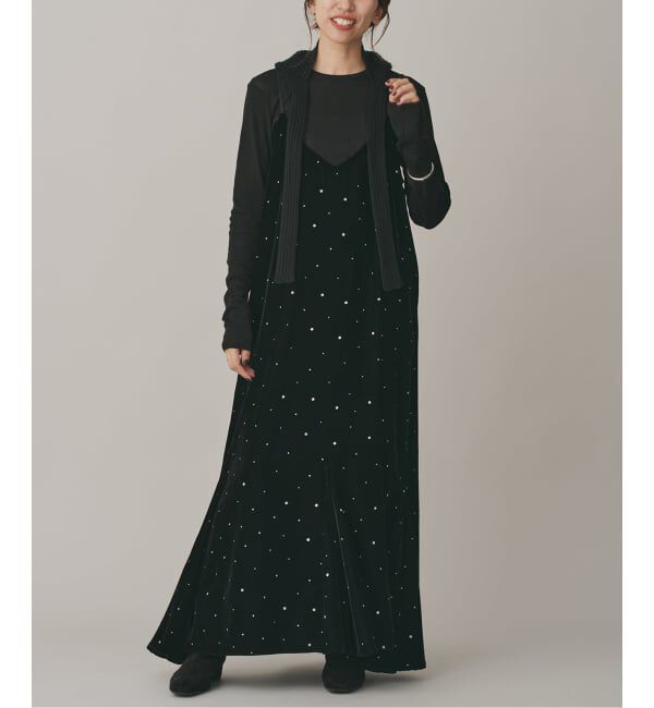 IENA「COUTURE D&rsquo;ADAM/クチュールドアダム Glitter Dress ベロアワンピース 261」|ワンピース|ブラック