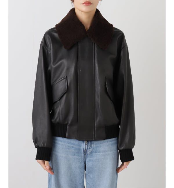 IENA「シープスキンジップブルゾン」|ライダースジャケット|