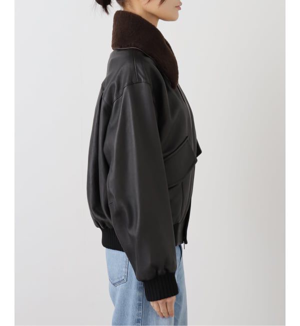 IENA「シープスキンジップブルゾン」|ライダースジャケット|