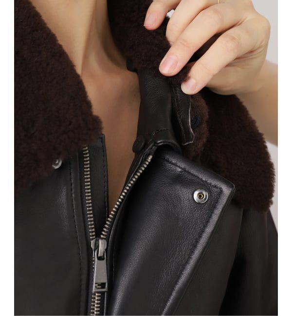 IENA「シープスキンジップブルゾン」|ライダースジャケット|