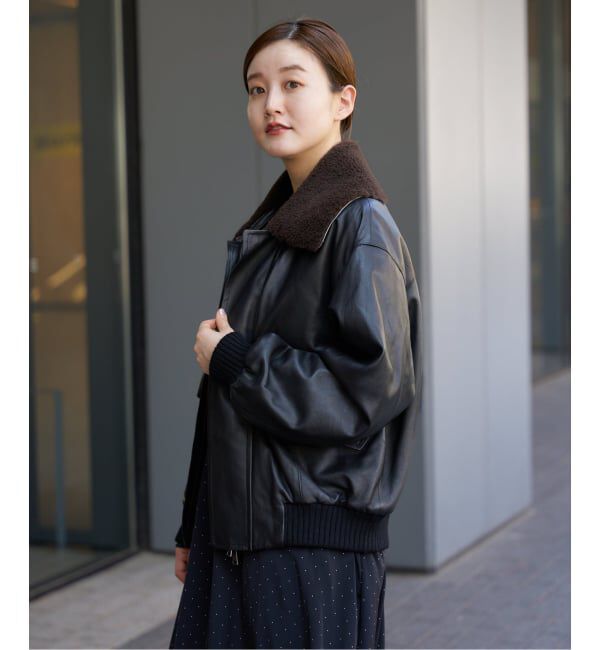 IENA「シープスキンジップブルゾン」|ライダースジャケット|