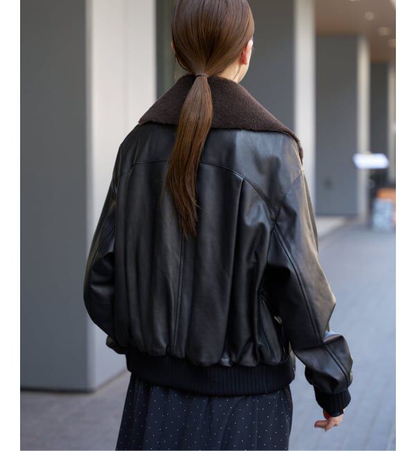 IENA「シープスキンジップブルゾン」|ライダースジャケット|