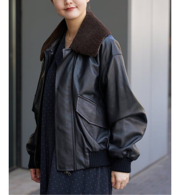 IENA「シープスキンジップブルゾン」|ライダースジャケット|