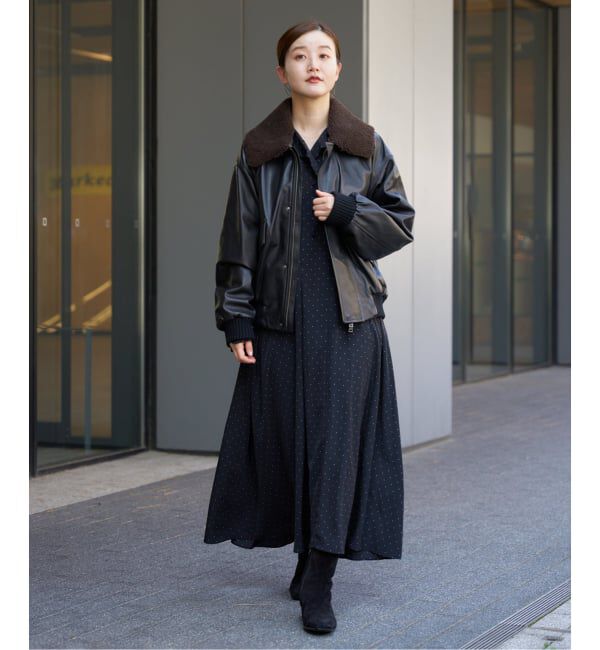 IENA「シープスキンジップブルゾン」|ライダースジャケット|