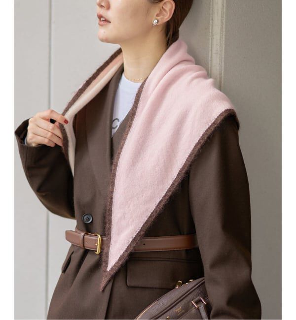 IENA「ASAUCE MELER/アソースメレ TRICOLOR SCARF スカーフ AM25FSC266」|バンダナ・スカーフ|ピンク