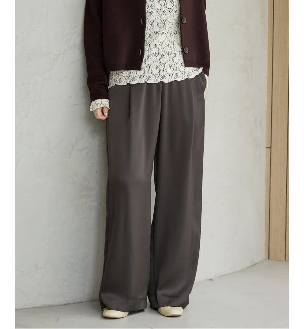 IENA「《追加2》ダブルサテンイージーパンツ」|その他|ブラウン