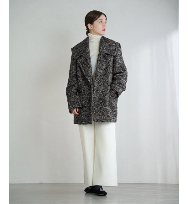 IENA「ヘリンボンツイードビッグカラーコート」|その他|