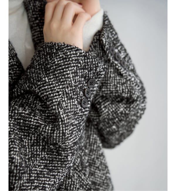 IENA「ヘリンボンツイードビッグカラーコート」|その他|