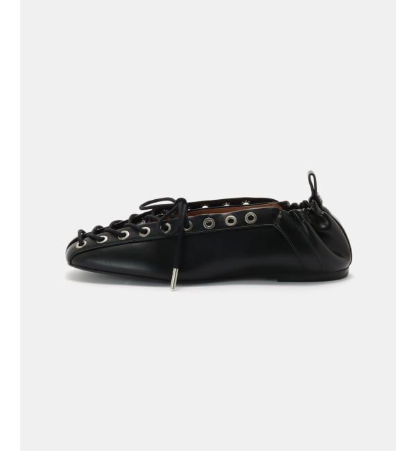 PULP「GANNI / ガニー Eyelets Lace Up Ballerina Crinkle」|バレエシューズ|