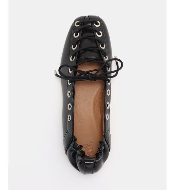 PULP「GANNI / ガニー Eyelets Lace Up Ballerina Crinkle」|バレエシューズ|