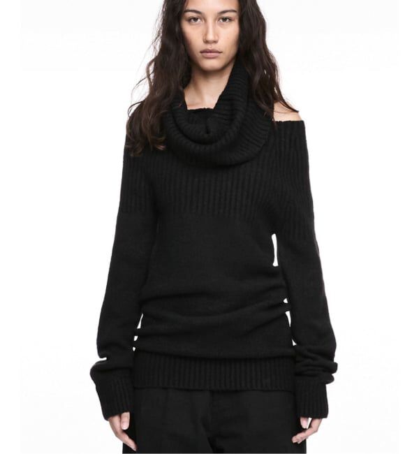 PULP「【Geek Office / ギークオフィス】NACHE / ナチェ 2-WAY SHAWL KNIT」|ニット・セーター|ブラック