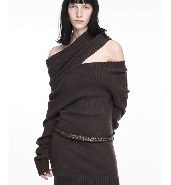 PULP「【Geek Office / ギークオフィス】NACHE / ナチェ 2-WAY SHAWL KNIT」|ニット・セーター|ブラウン